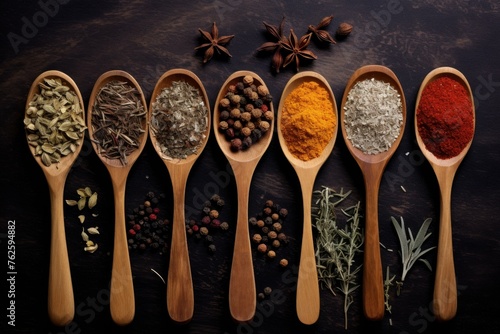 Spices spoon herbs. Salt spoon. Generate Ai