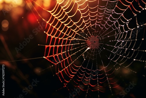 Spider poison web. Animal fear scary insect pattern. Generate Ai © juliars