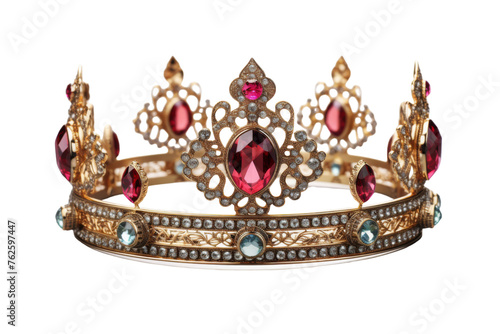 Ancient Crown with Symbolic Motifs Isolated on Transparent Background PNG format