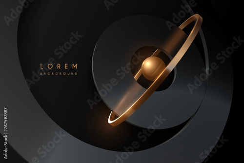 Black and gold rings with sphere