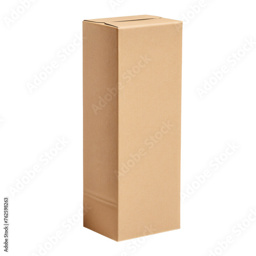 Tall sustainable rectangular cardboard box packaging on an isolated background