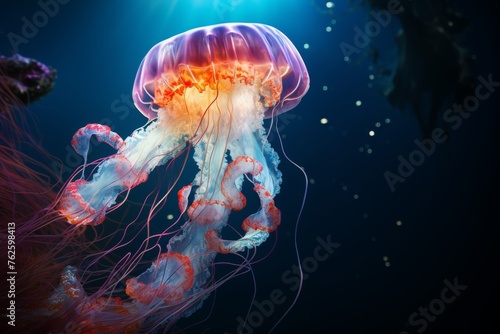 Floating Jellyfish in Deep Sea Isolated on Transparent Background © Artimas 