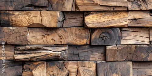 Up-close view of an abstract oak timber wall highlighting natural textures and vintage charm. Concept Wood details, Vintage aesthetic, Textured wall, Close-up shot, Abstract composition