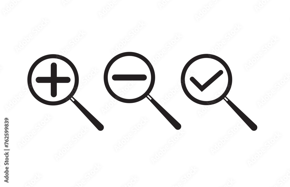 Magnifying glass icon set. magnifier or loupe sign isolated on transparent background, Search symbol. Vector illustration Magnifying glass icon set. magnifier or loupe sign isolated on transparent background, Search symbol. Vector illustration