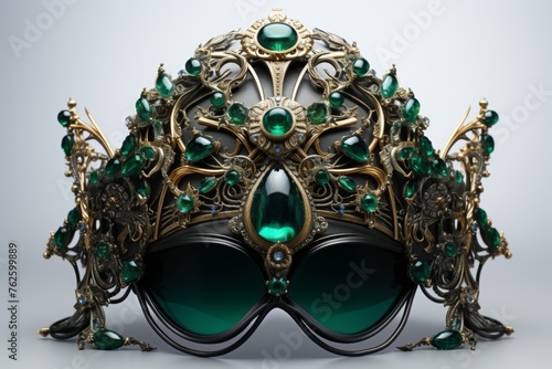 Headgear with Emerald Accents Isolated on Transparent Background