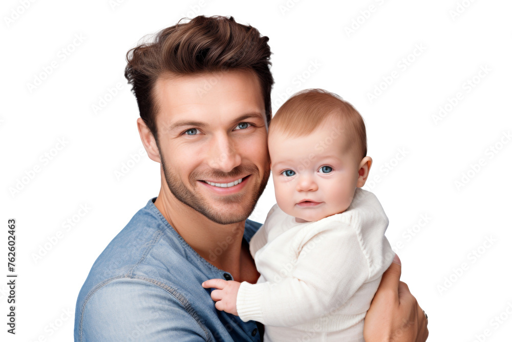 Portrait of Father holding baby with his arms isolated on transparent png background, Dad and baby moment, cute and adorable little infant. Portrait of Father holding baby with his arms isolated on transparent png background, Dad and baby moment, cute and adorable little infant.