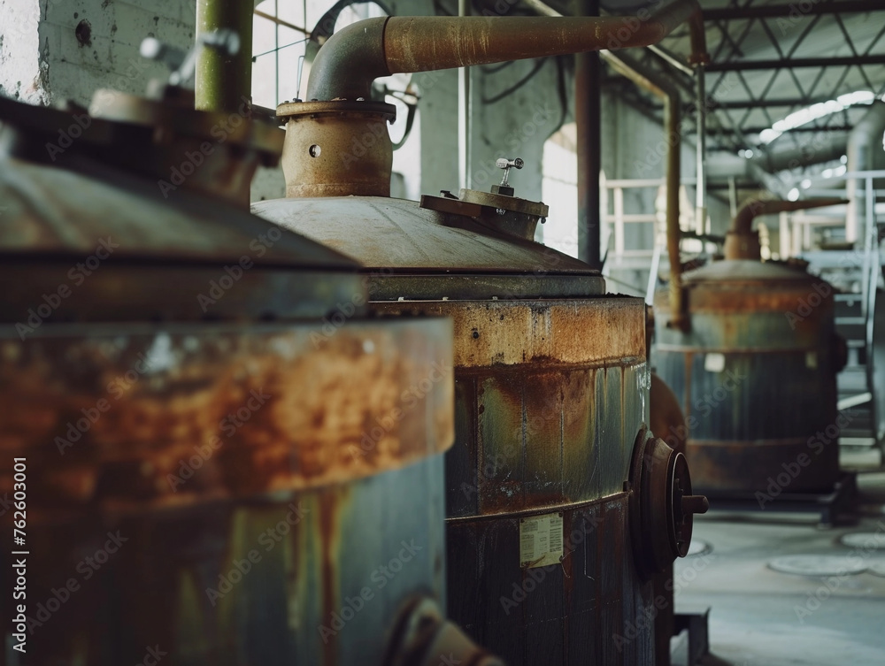 Rustic Industrial Vats in Abandoned Factory Rustic Industrial Vats in Abandoned Factory