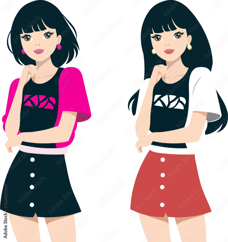 Young girls vector illustration Young girls vector illustration