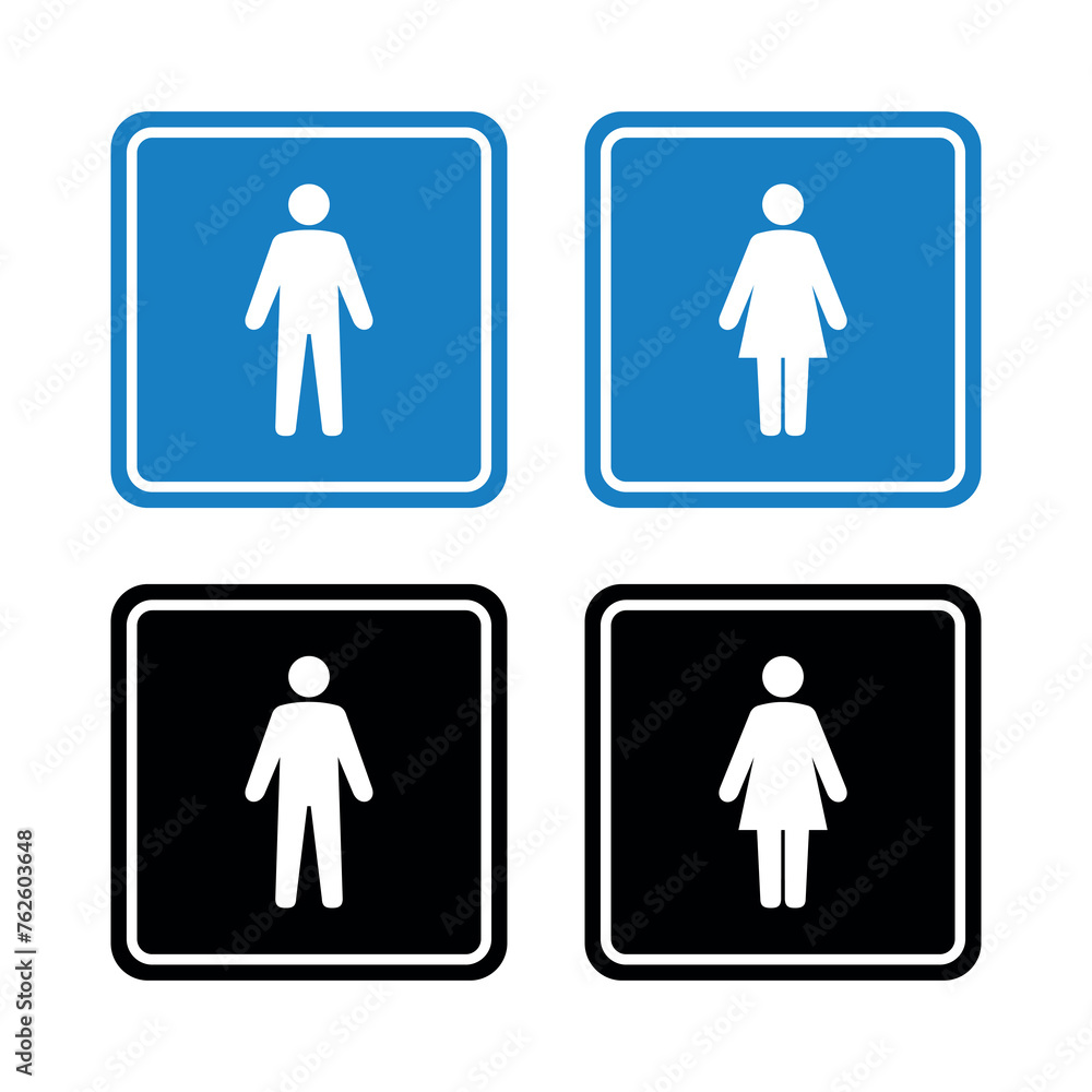 Toilet (restroom) icon. Designation of men's and women's toilets. Pictogram of a man and a woman. Silhouette of a person indicating a restroom. Toilet (restroom) icon. Designation of men's and women's toilets. Pictogram of a man and a woman. Silhouette of a person indicating a restroom.