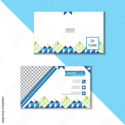 business card design, purple business card Professional business card template with photo place .