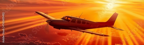 A small, motor plane is seen flying through a cloudy sky. The plane is clearly visible against the thick clouds, showcasing a dynamic aerial scene.