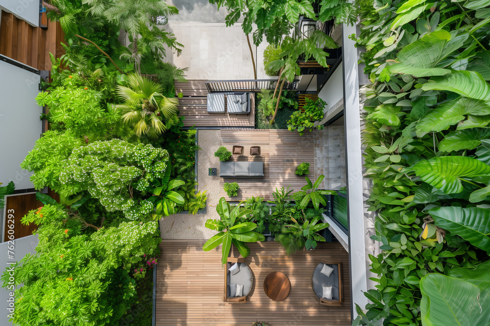 modern garden design with terrace in top view (1) modern garden design with terrace in top view (1)