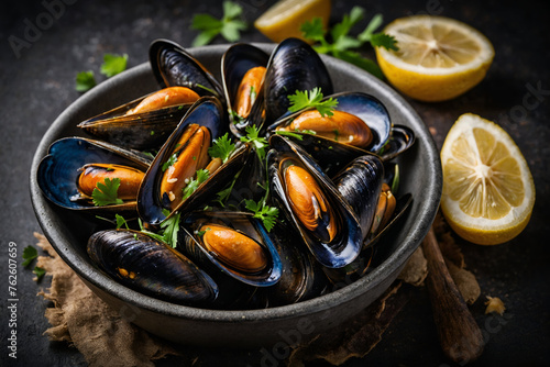 Ready-made mussels in butter and lemon