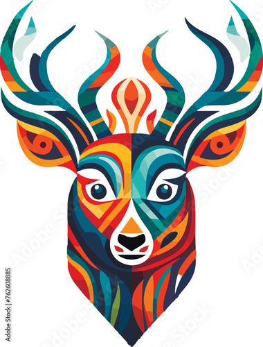 Vector ornamental decorative ancient deer  head illustration. Abstract historical mythology rain deer logo. Good for print or tattoo