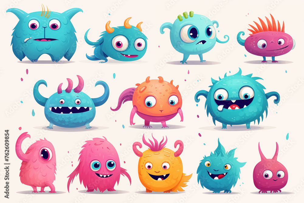 Set of cute small monsters Set of cute small monsters