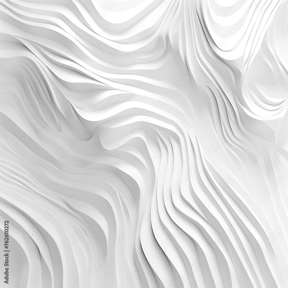 An abstract white background with 3D waves, soft edges and curves that highlight the play of light on smooth surfaces. The composition is balanced, demonstrating the elegance of lines and the beauty o An abstract white background with 3D waves, soft edges and curves that highlight the play of light on smooth surfaces. The composition is balanced, demonstrating the elegance of lines and the beauty o