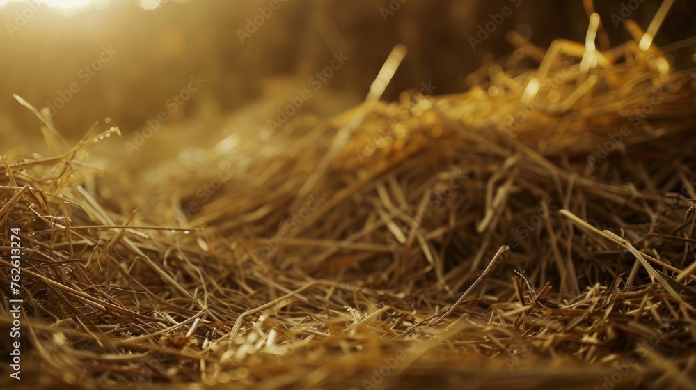 Fototapeta premium Hay straw bale closeup