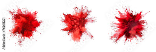 Set of red color explosion of holi powder isolated on a transparent background © ANILCHANDRO