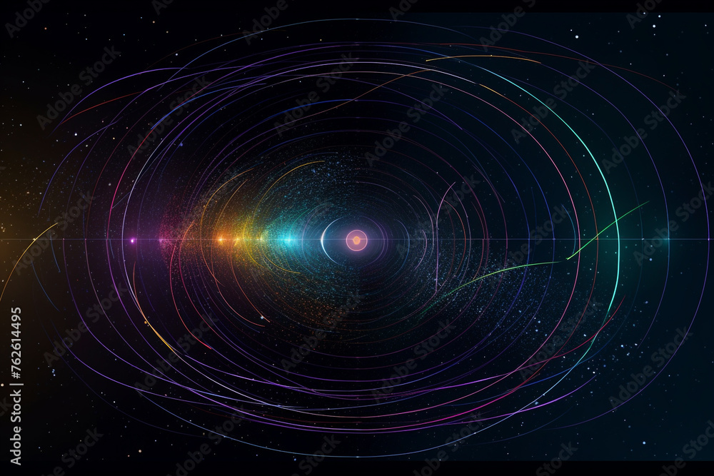 Science concept. Abstract colorful illustration of expansion of universe. Dark background with copy space. Small tiny detailed pattern texture Science concept. Abstract colorful illustration of expansion of universe. Dark background with copy space. Small tiny detailed pattern texture