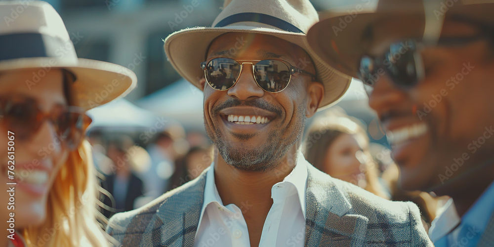 African American businessman socializing outdoors African American businessman socializing outdoors