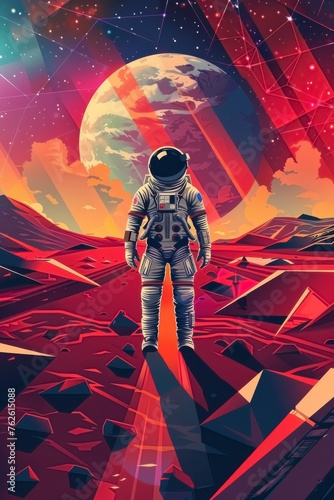 Abstract astronaut in space, AI Generated