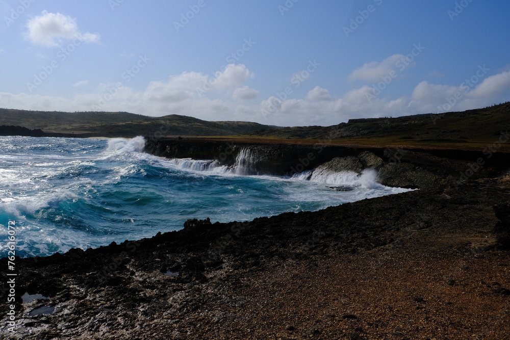Fototapeta premium Arubian Rocky Beach Washed with Salty Waters