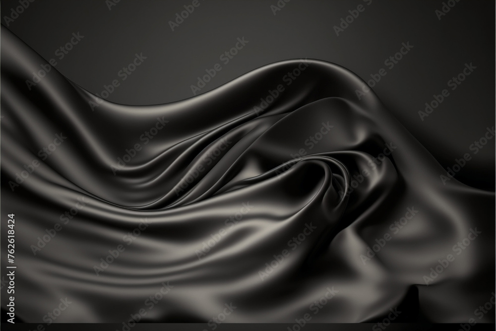 An abstract black background with 3D waves, soft edges, and curves that highlight the play of light on smooth surfaces. The composition is balanced, demonstrating the elegance of lines and the beauty An abstract black background with 3D waves, soft edges, and curves that highlight the play of light on smooth surfaces. The composition is balanced, demonstrating the elegance of lines and the beauty