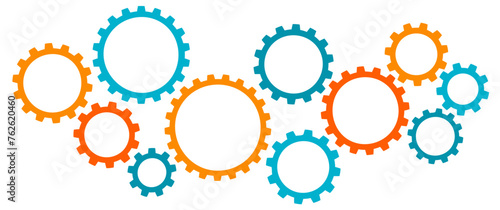 Abstract multicolor background of gears. Design of gear mechanisms.