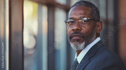A portrait of a confident black businessman mature