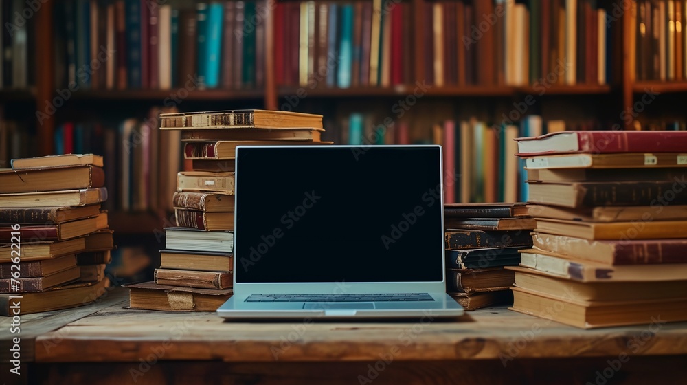 a laptop computer sitting on top of a wooden desk