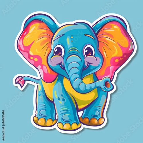 elephant cartoon sticker. © Yahor Shylau 