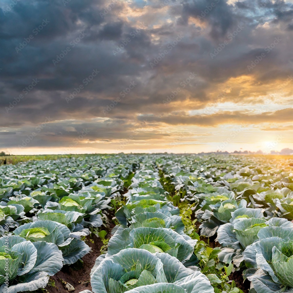 Fototapeta premium Cabbage Utopia: Where Harvest Dreams Come True