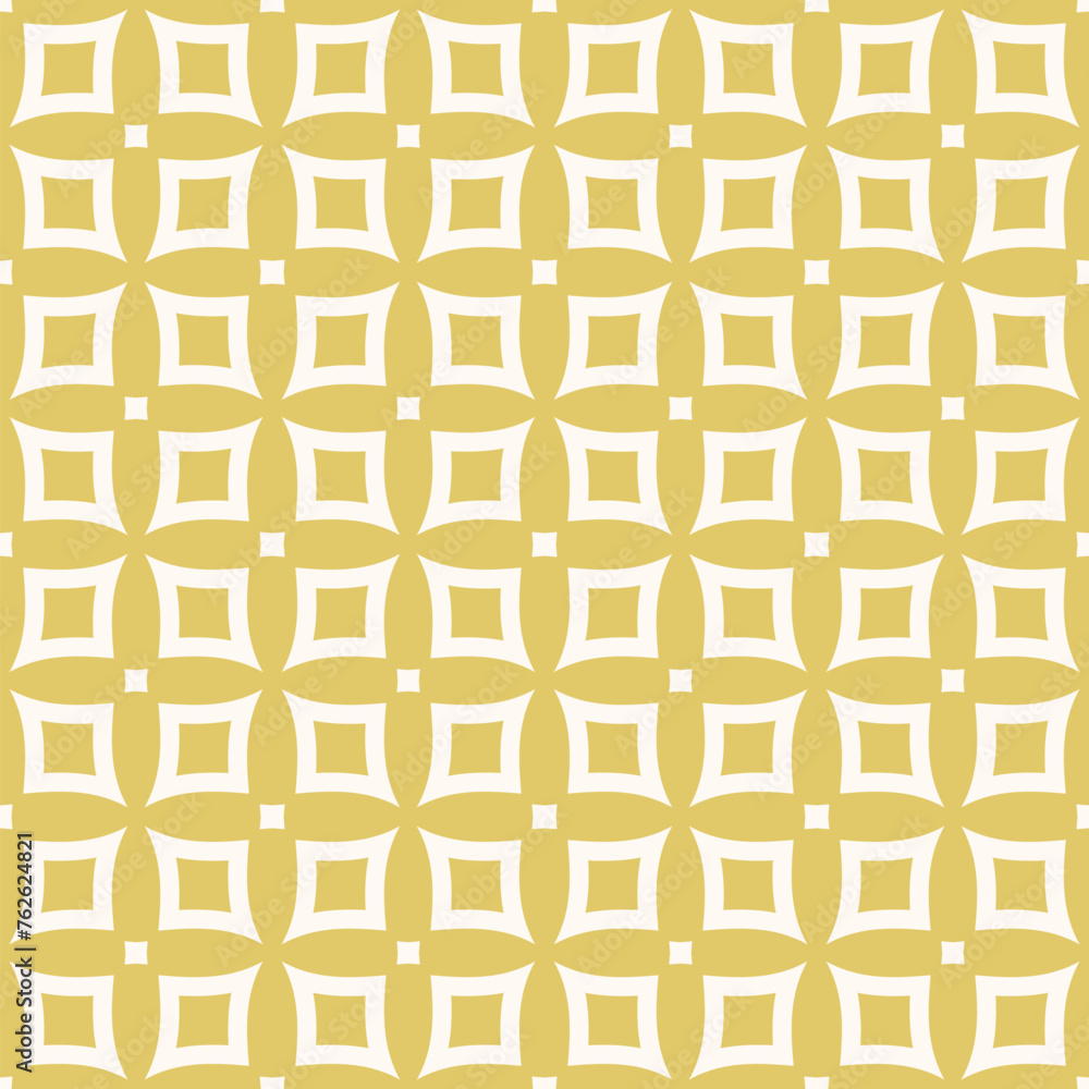 Abstract golden geometric ornament. Simple vector seamless pattern with curved shapes, grid, lattice, repeat tiles. Elegant eastern style background. Gold texture. Repeated design for decor, textile Abstract golden geometric ornament. Simple vector seamless pattern with curved shapes, grid, lattice, repeat tiles. Elegant eastern style background. Gold texture. Repeated design for decor, textile