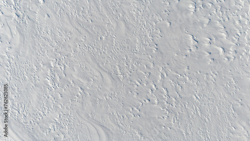 Quadro su tela Bird's-eye view of, texture of a flat snowy surface - Snow texture from aerial view