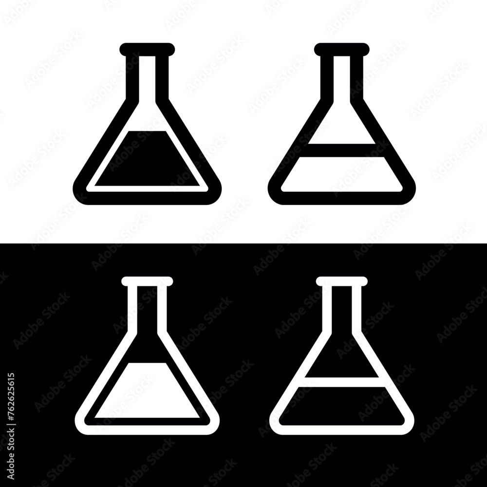 Flask icon. Symbol of laboratory, virus or medical analysis. Attribute of chemistry, formula or doctor. Flask icon. Symbol of laboratory, virus or medical analysis. Attribute of chemistry, formula or doctor.