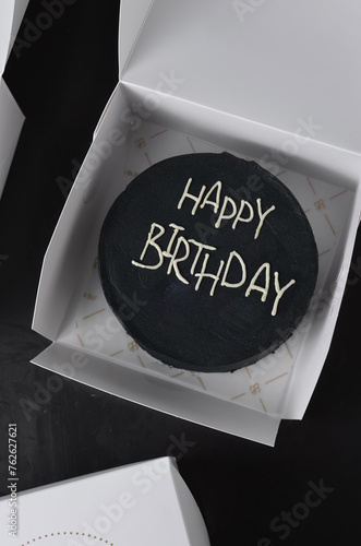 Birthday Cake, Black and White Bento Cake, Minimalistic Design