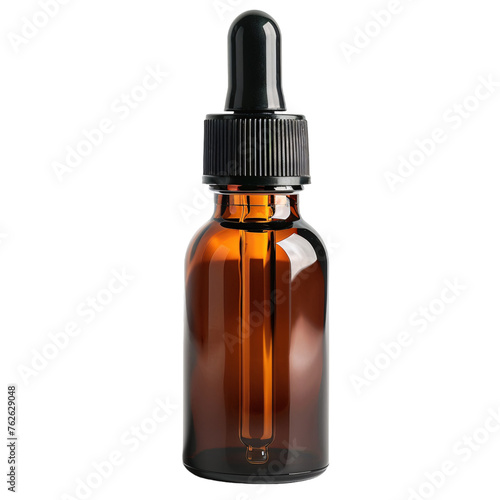 Blank amber glass dropper bottle mockup on isolated background