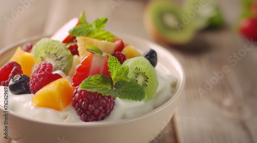 Fresh Fruit Bowl with Creamy Yogurt