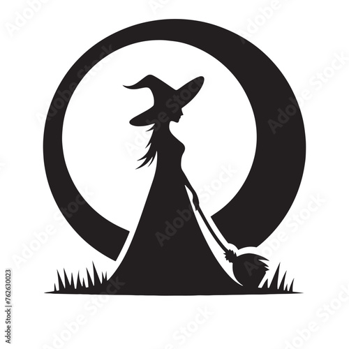 Witching Hour Wonders: Vector Witch Silhouettes Conjuring Mystical Charm and Enchantment in Design, Halloween vector.