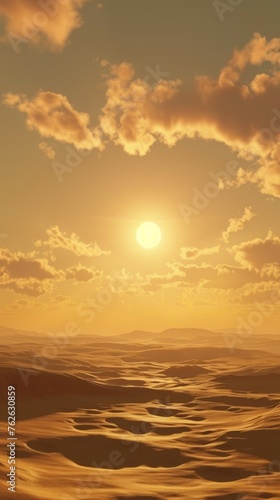 Sun Setting Over Desert Landscape © Denys
