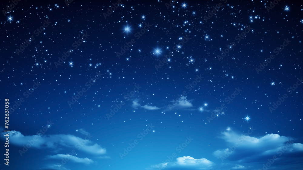 Obraz premium Ethereal blue clouds scattered across a starry night sky background