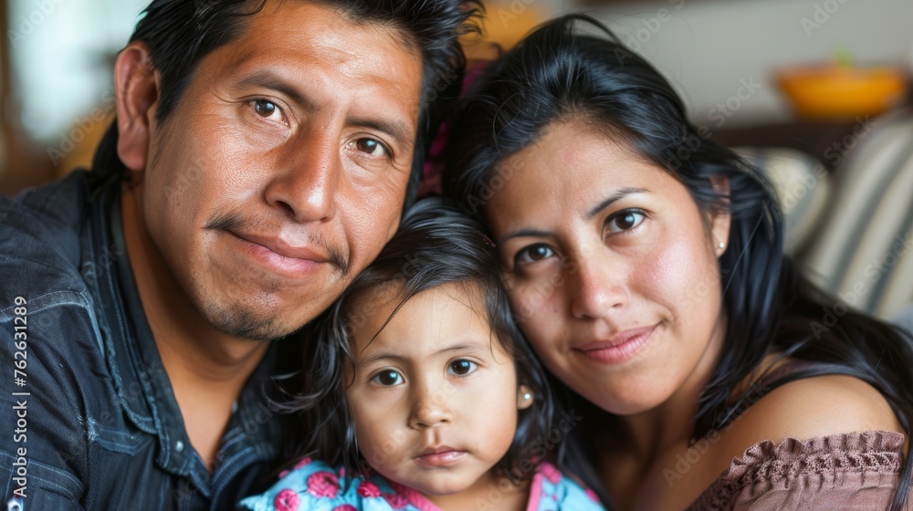 A man and woman are smiling as they pose together with a little girl for a family portrait. The trio appears happy and connected, creating a warm and loving atmosphere. A man and woman are smiling as they pose together with a little girl for a family portrait. The trio appears happy and connected, creating a warm and loving atmosphere.