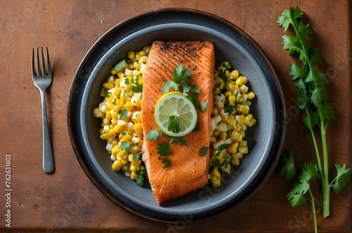 Pan-Seared Salmon with Roasted Asparagus and Corn