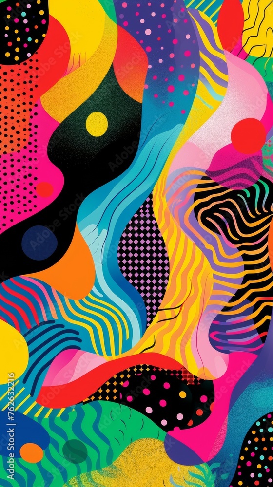 Obraz premium Colorful Abstract Painting With Various Colors and Shapes