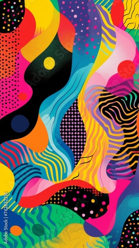 Colorful Abstract Painting With Various Colors and Shapes