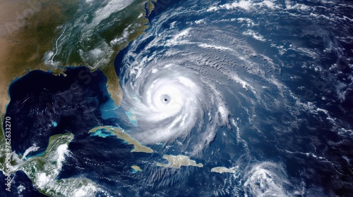 Satellite View of Hurricane in the Atlantic Ocean Generative AI