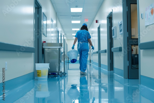 Sanitized and Spotless Hospital Corridor photo