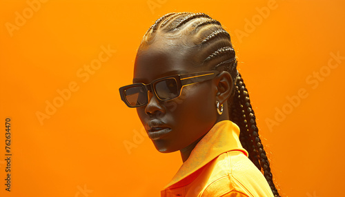 african female portrait - a gorgeous black woman in front of an orange wall background