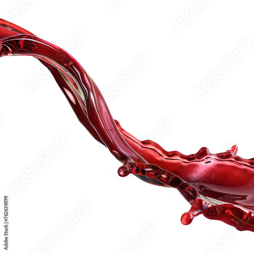 Tasty red wine flow in a curve shape on an isolated background