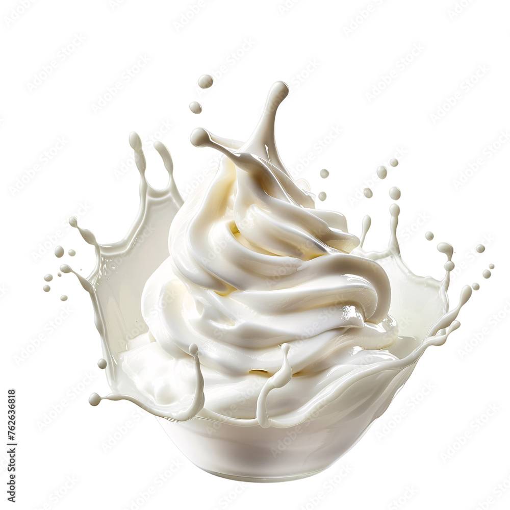 Artistic splash flow of yogurt on an isolated background Artistic splash flow of yogurt on an isolated background